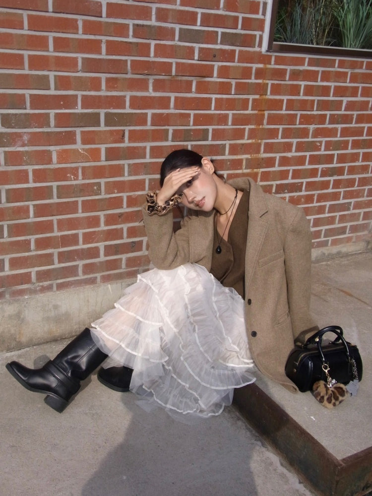 極美透紗蛋糕層次感及踝裙