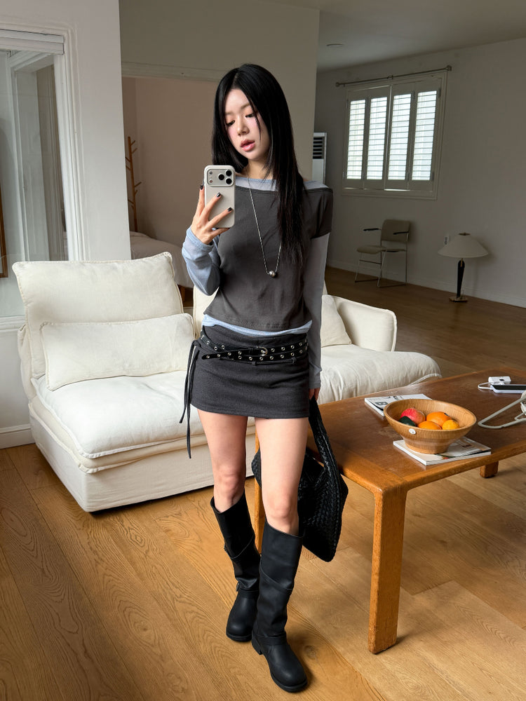 撞色層次感兩件式上衣