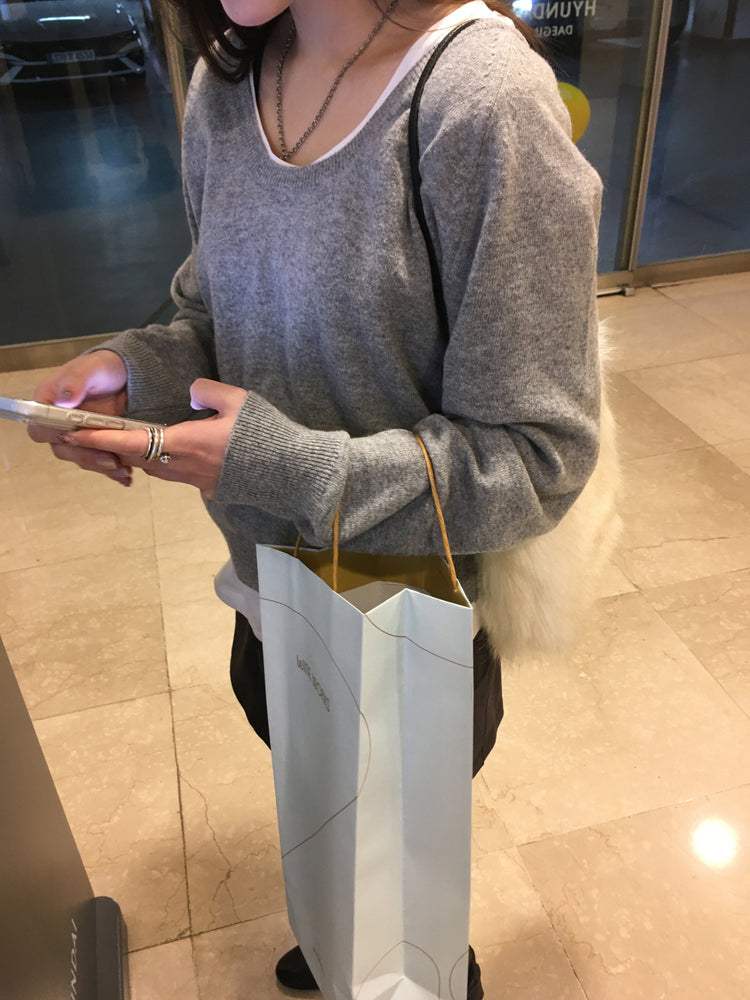 美色U領線細節針織上衣