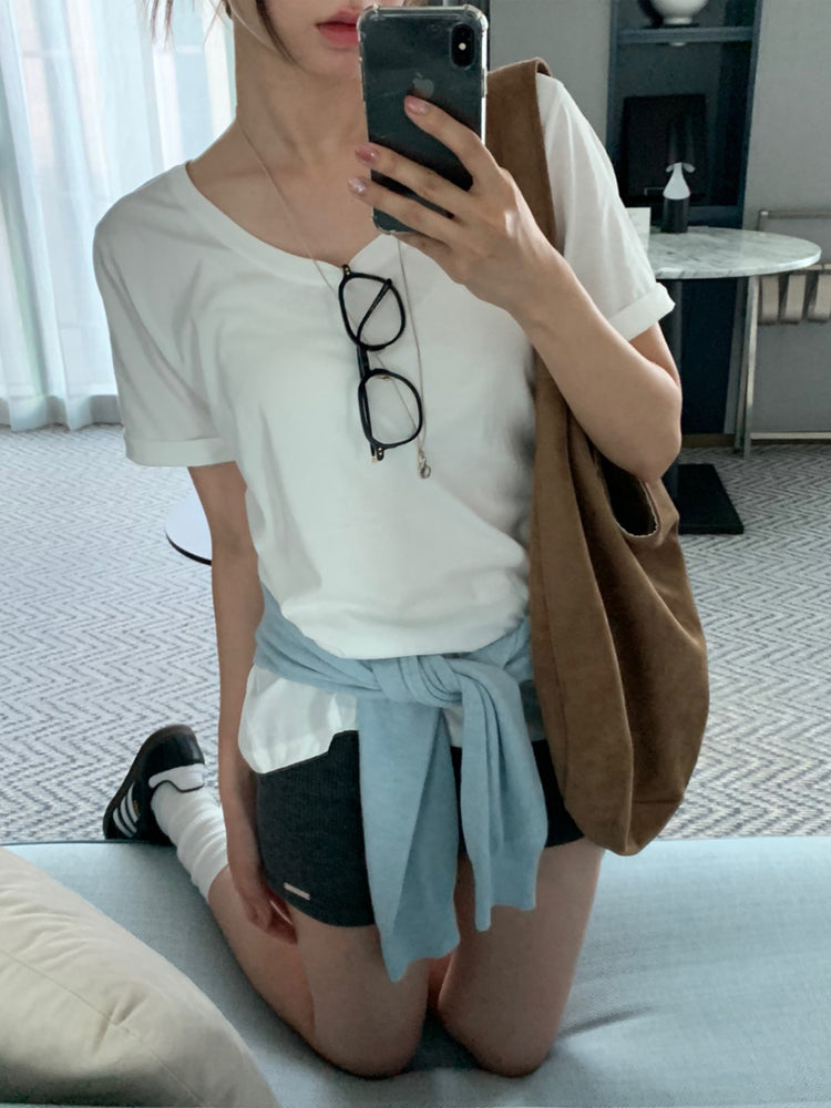U領隨性寬鬆上衣