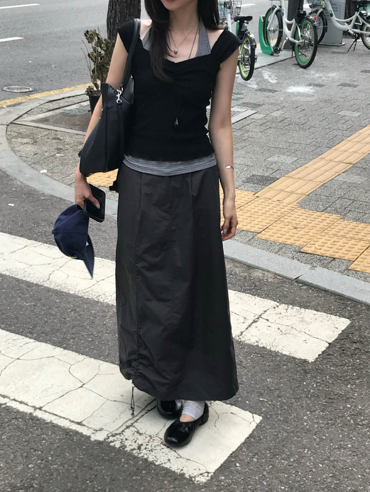 皺皺紋理胸壓線細節上衣