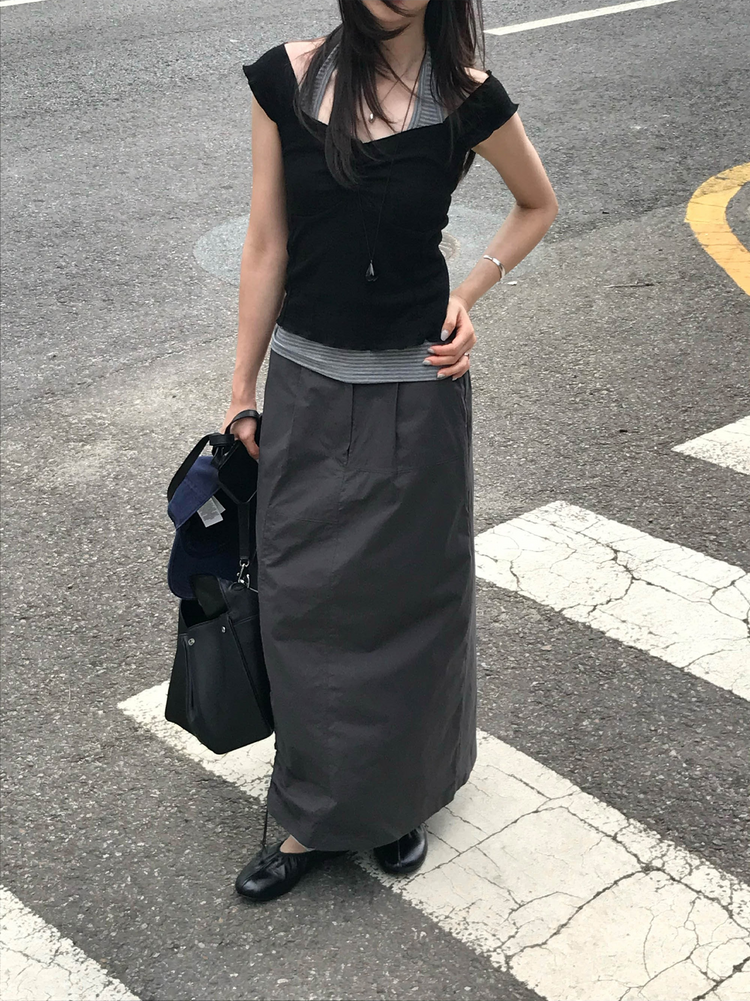 皺皺紋理胸壓線細節上衣