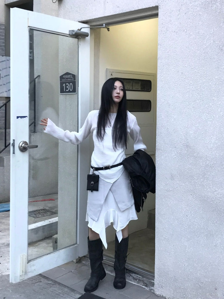 雙層不規則層次感短裙