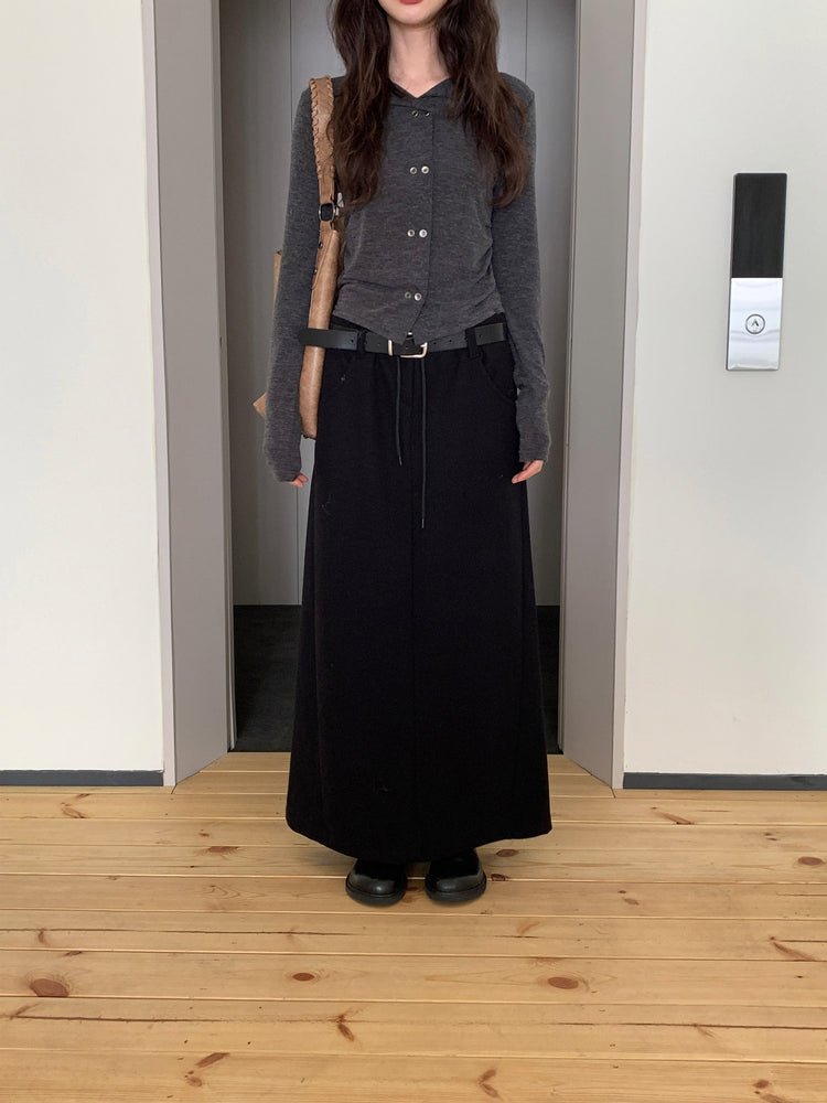 細腰頭皮帶扣壓線及踝棉裙