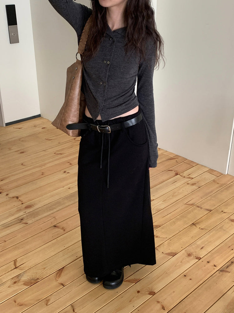 細腰頭皮帶扣壓線及踝棉裙