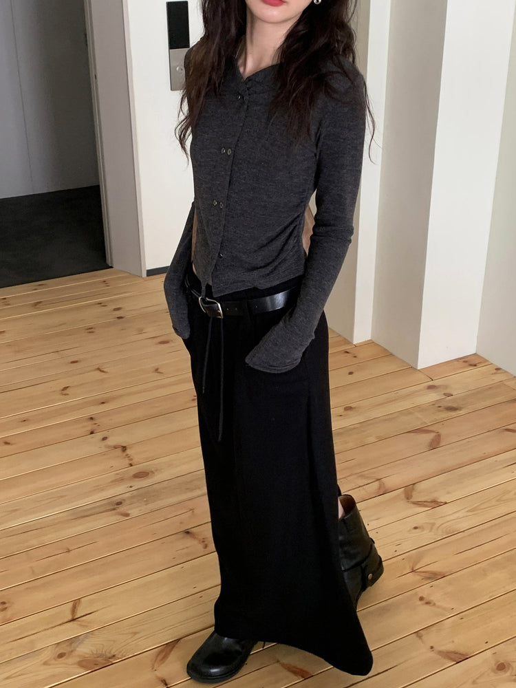 細腰頭皮帶扣壓線及踝棉裙