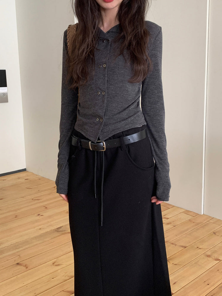 細腰頭皮帶扣壓線及踝棉裙