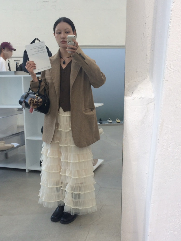 極美透紗蛋糕層次感及踝裙