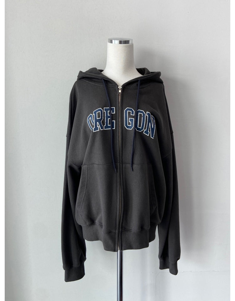 美色做舊字母連帽外套