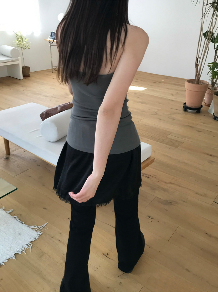 美肩撞色掛脖兩件式上衣