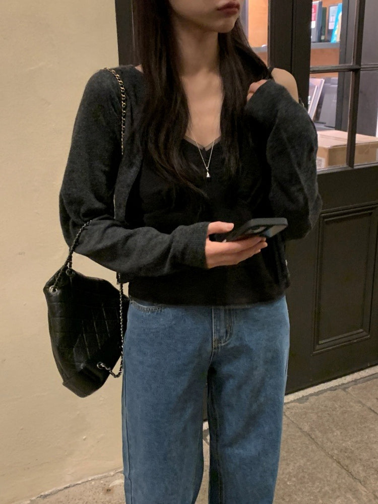 微透膚雙層細節上衣
