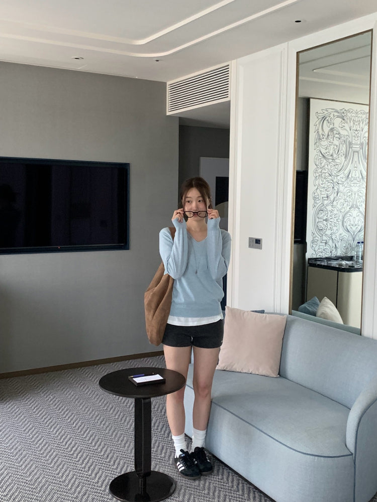 U領隨性寬鬆上衣