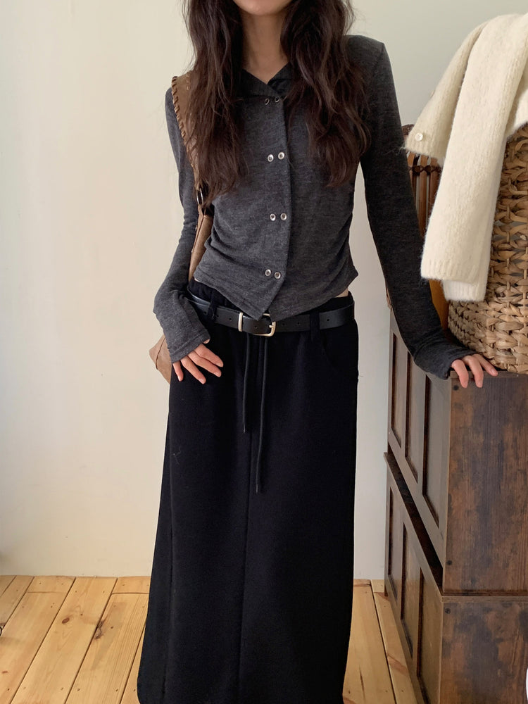 細腰頭皮帶扣壓線及踝棉裙