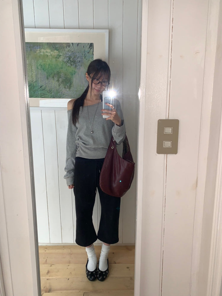 美肩撞色掛脖兩件式上衣