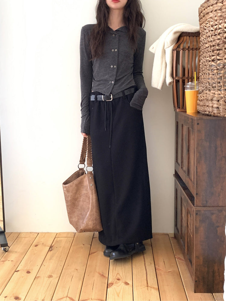 細腰頭皮帶扣壓線及踝棉裙