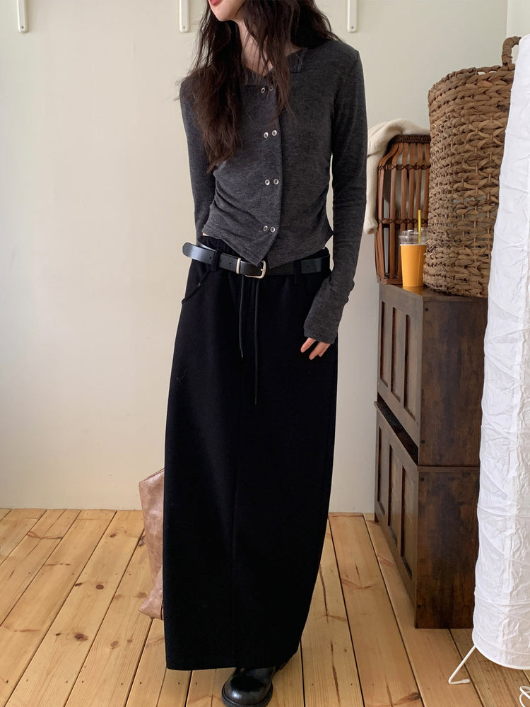 細腰頭皮帶扣壓線及踝棉裙