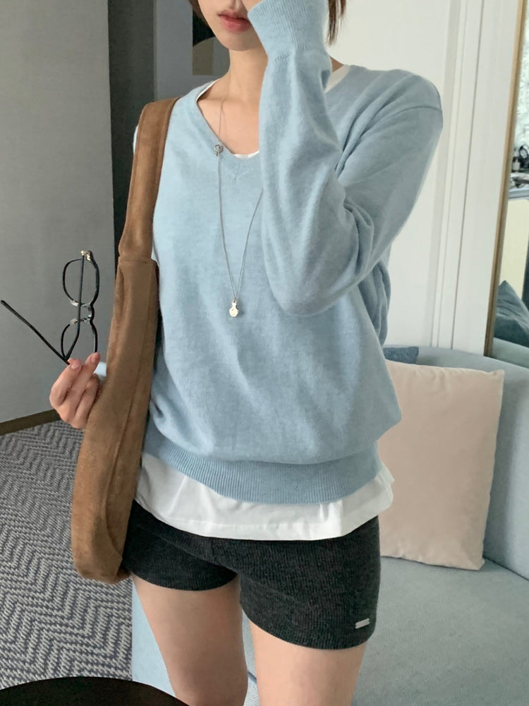 U領隨性寬鬆上衣