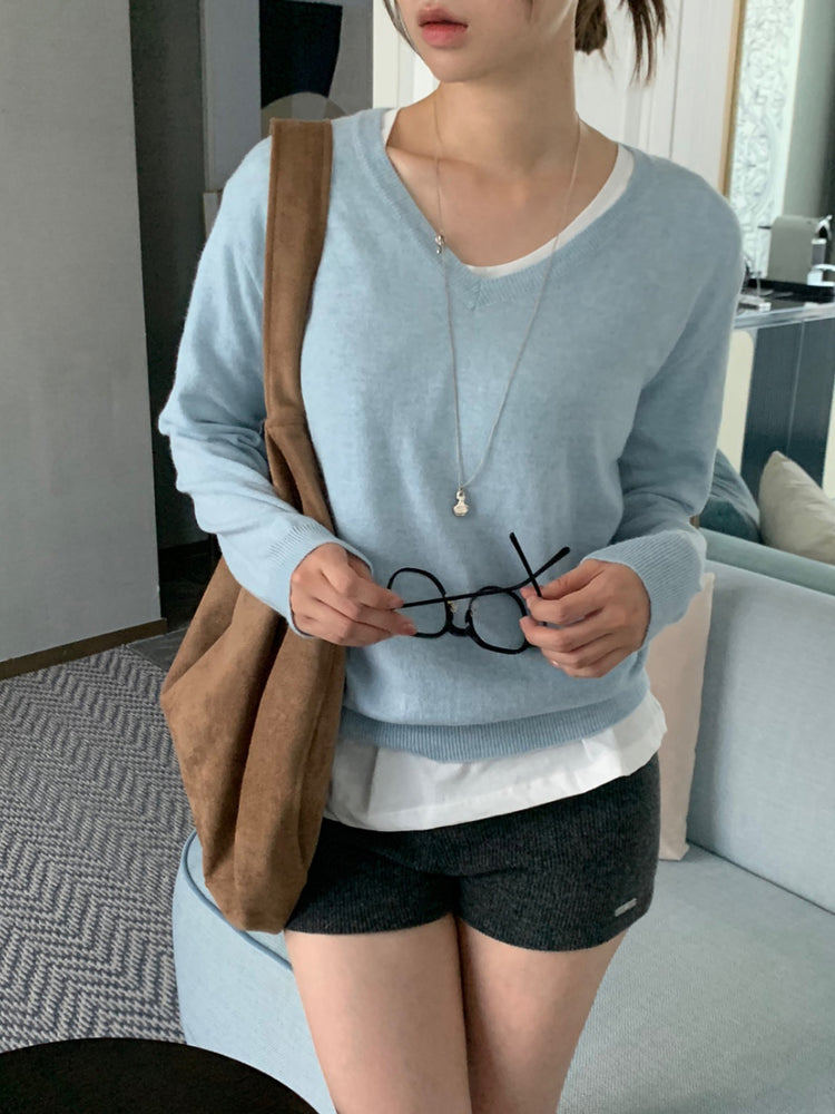 U領隨性寬鬆上衣