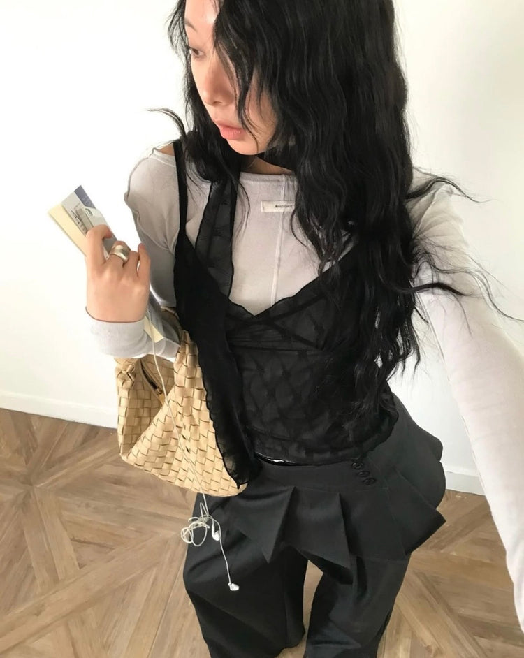 美色船領標籤骨線細節上衣