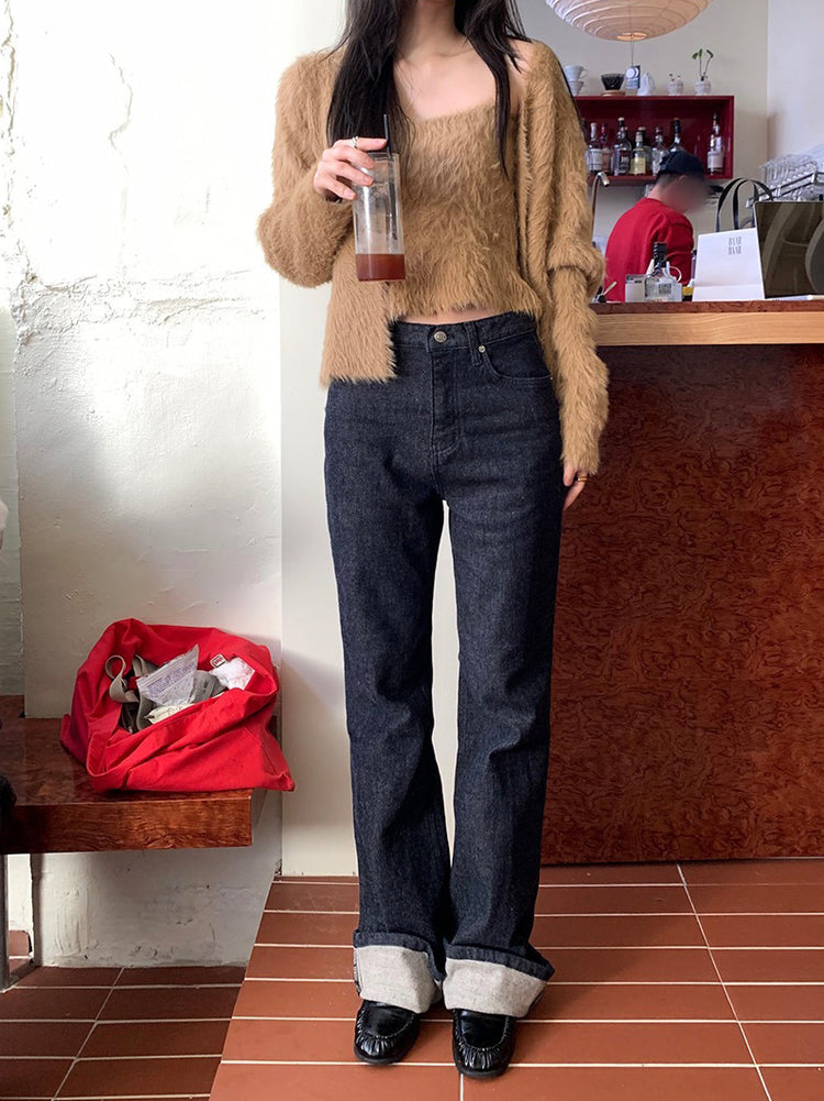 毛毛質感背心外套兩件式套裝