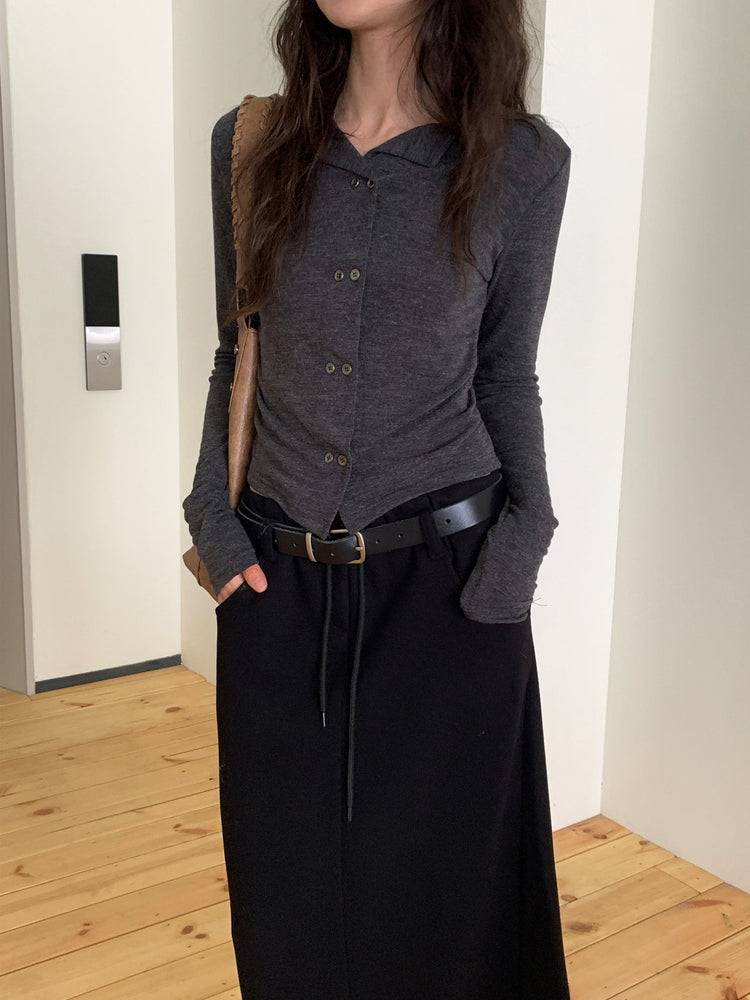 細腰頭皮帶扣壓線及踝棉裙