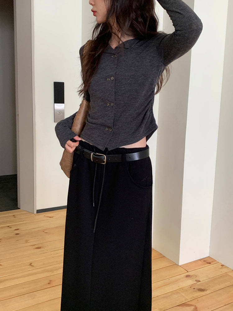 細腰頭皮帶扣壓線及踝棉裙