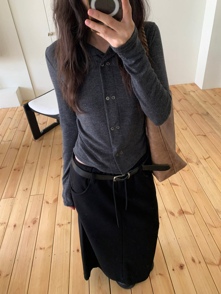 細腰頭皮帶扣壓線及踝棉裙