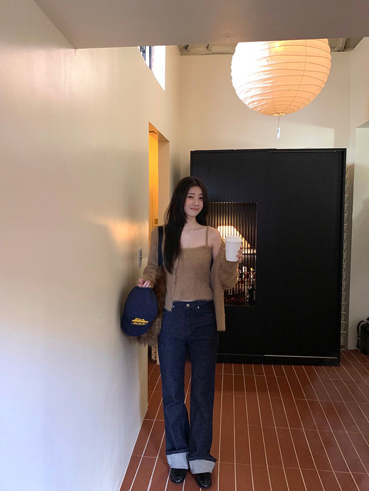 毛毛質感背心外套兩件式套裝