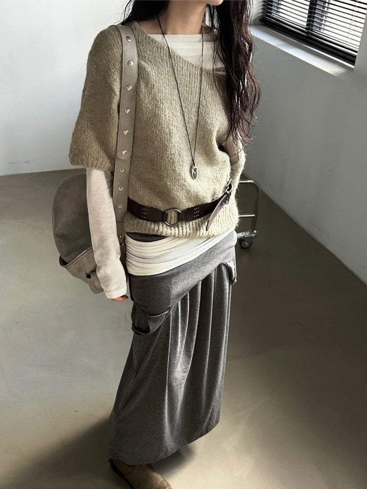 美肩側露腰細節上衣