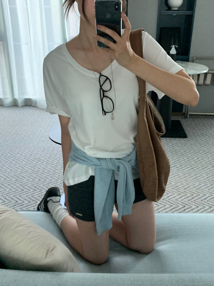 U領隨性寬鬆上衣