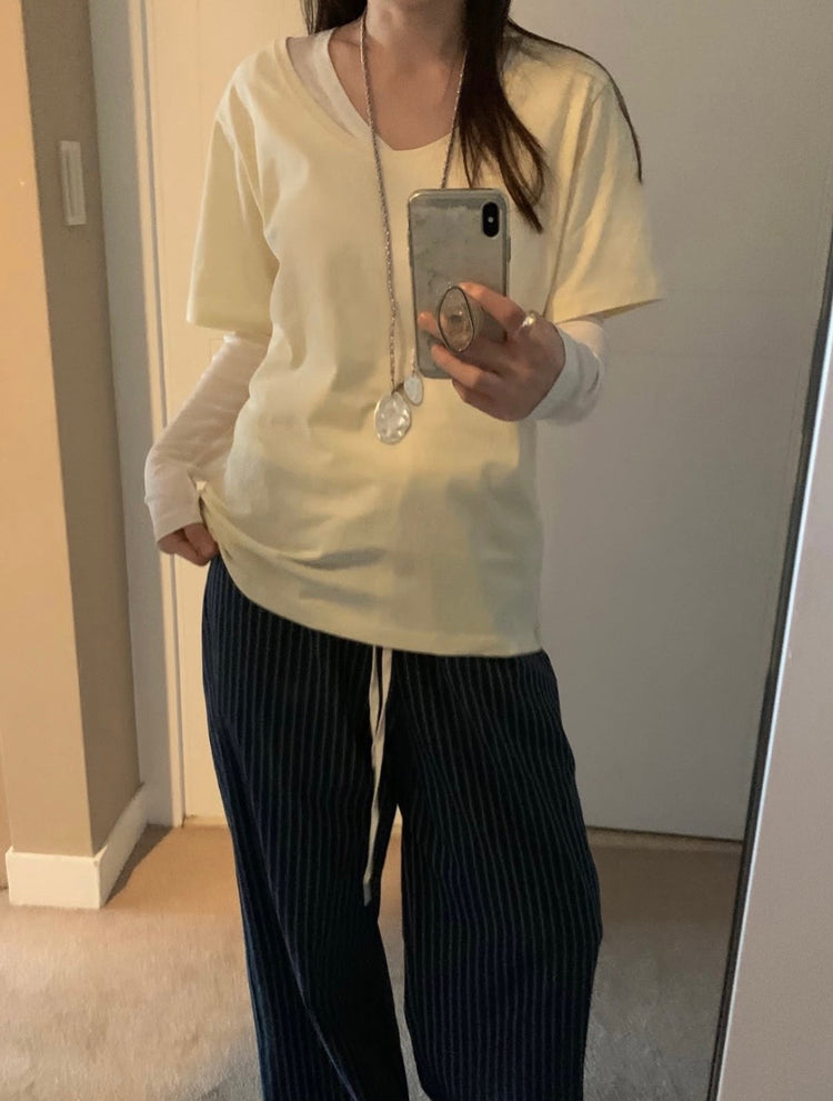 U領隨性寬鬆上衣