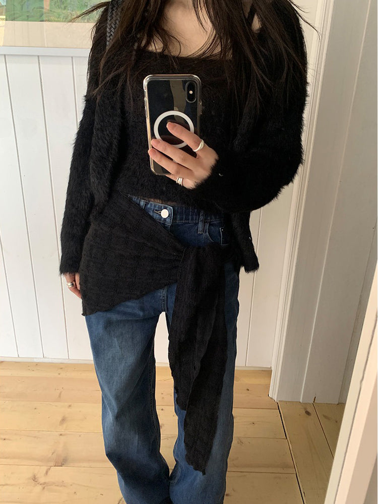 毛毛質感背心外套兩件式套裝