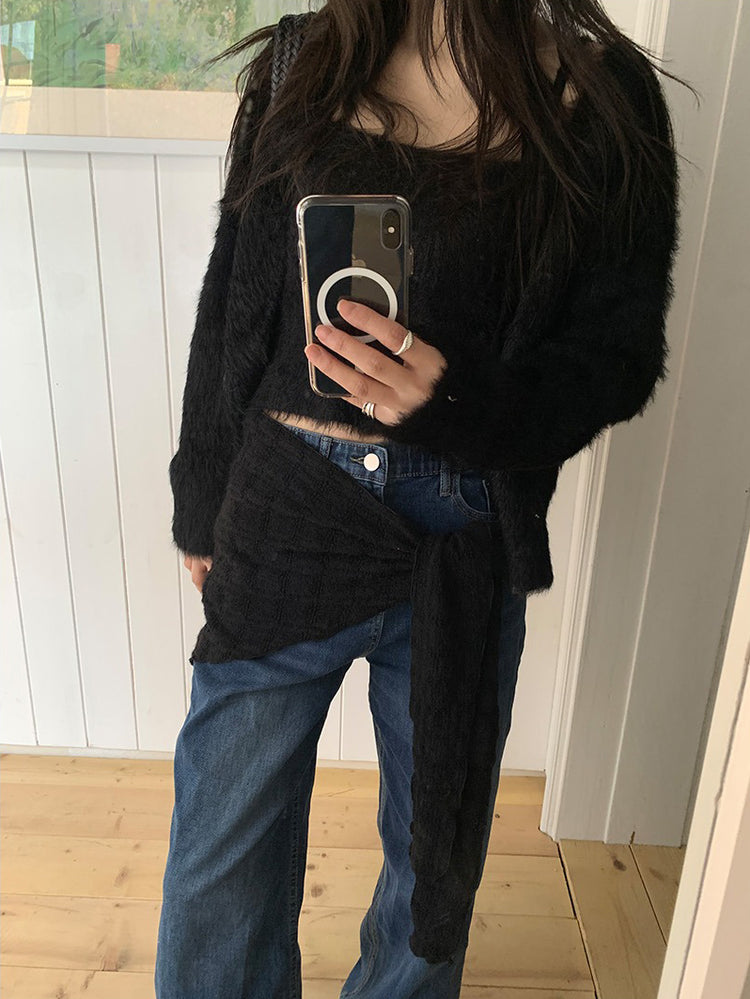 毛毛質感背心外套兩件式套裝