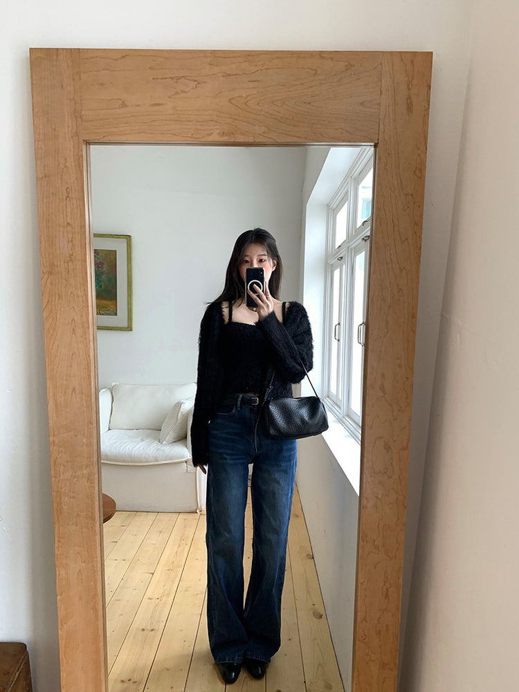 毛毛質感背心外套兩件式套裝