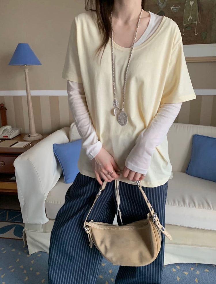 U領隨性寬鬆上衣