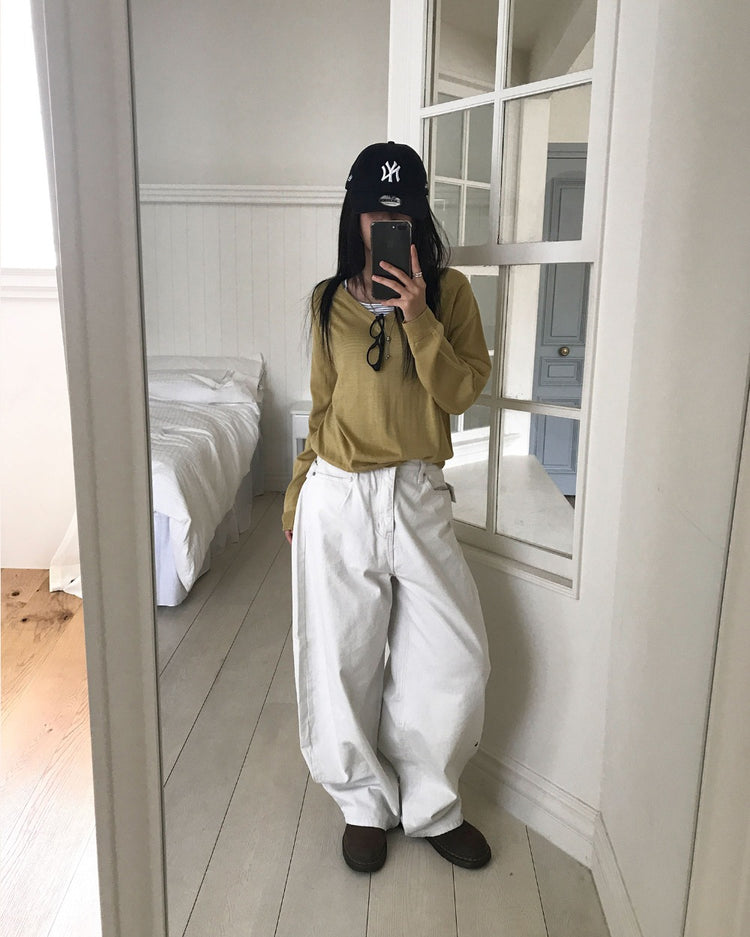 微透美色V領針織衫