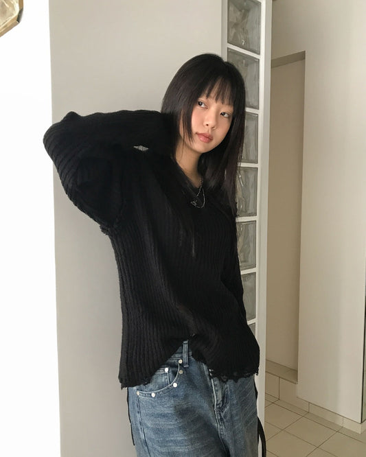 破壞感不修邊細節針織衫