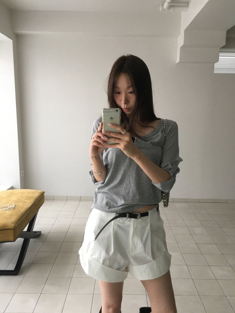 美色亨利領反折袖細節上衣