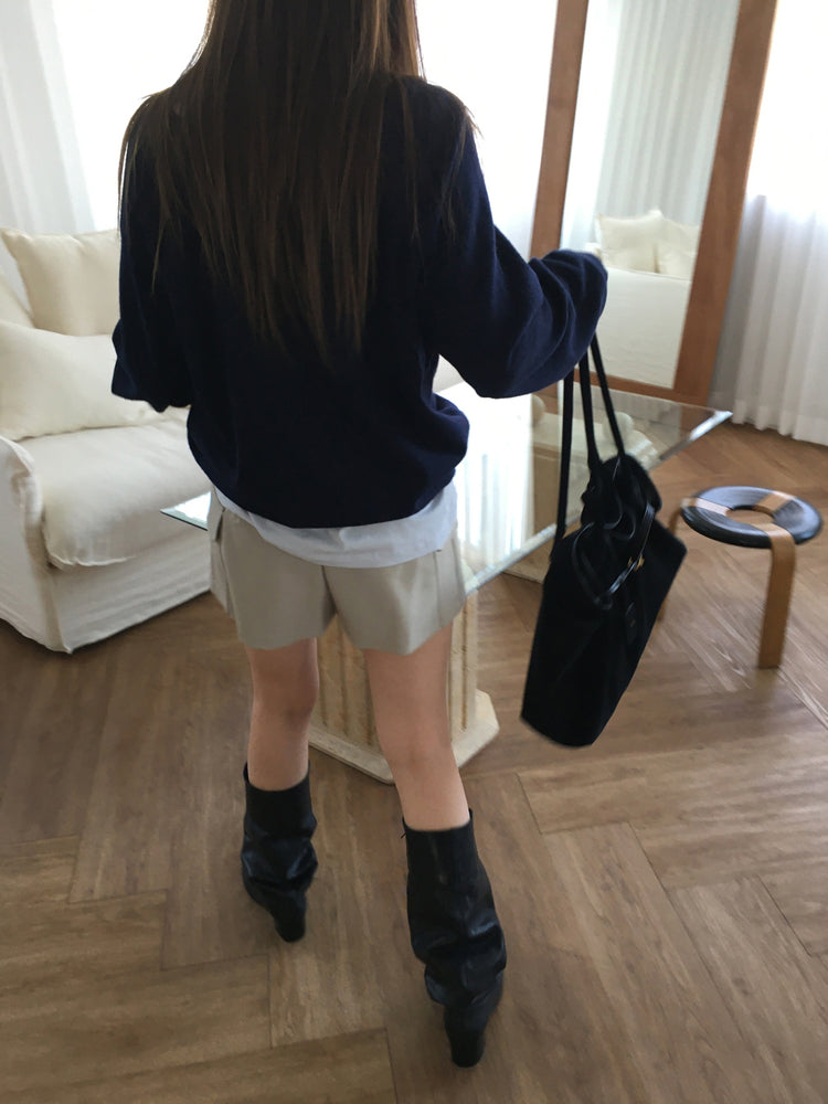 美色U領線細節針織上衣