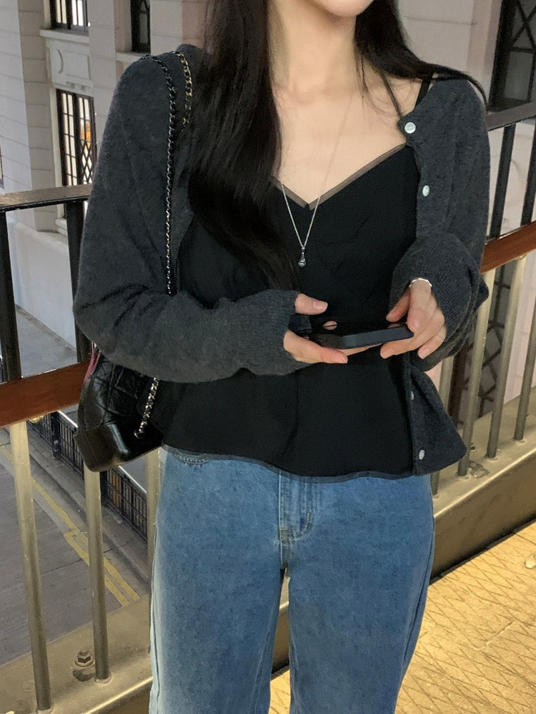 微透膚雙層細節上衣