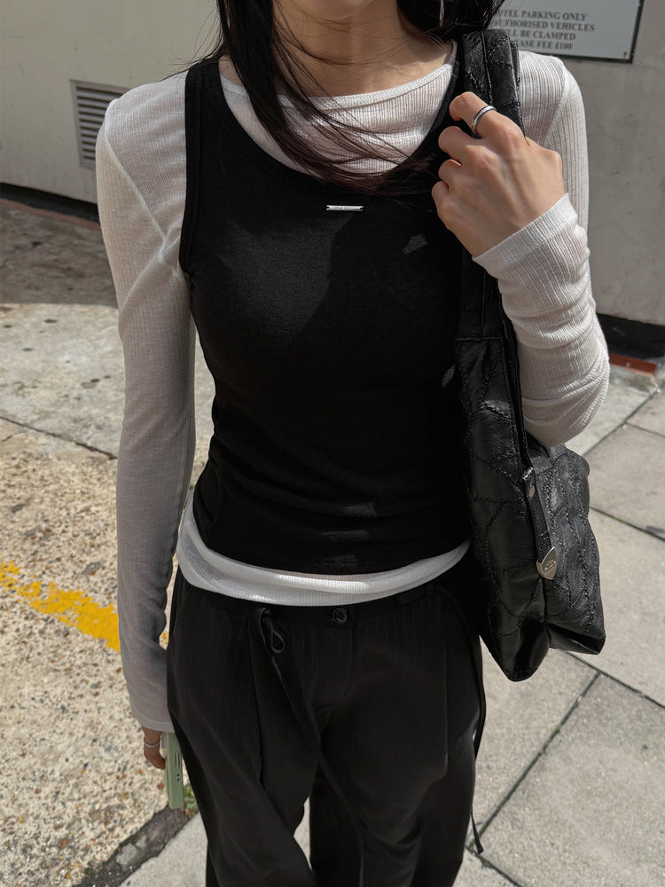 天絲美色銀標微透膚背心
