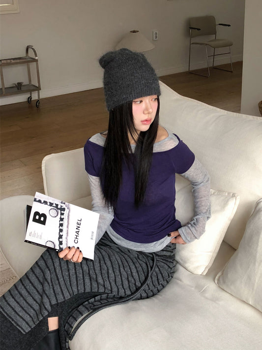 撞色層次感兩件式上衣