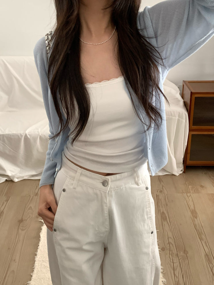 微透膚坑紋針織外套