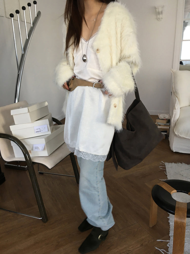 霧光蕾絲邊連身裙