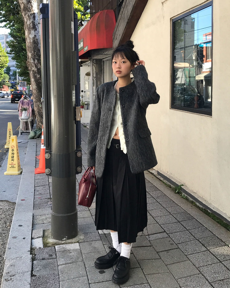 不修邊雙層細節百褶裙