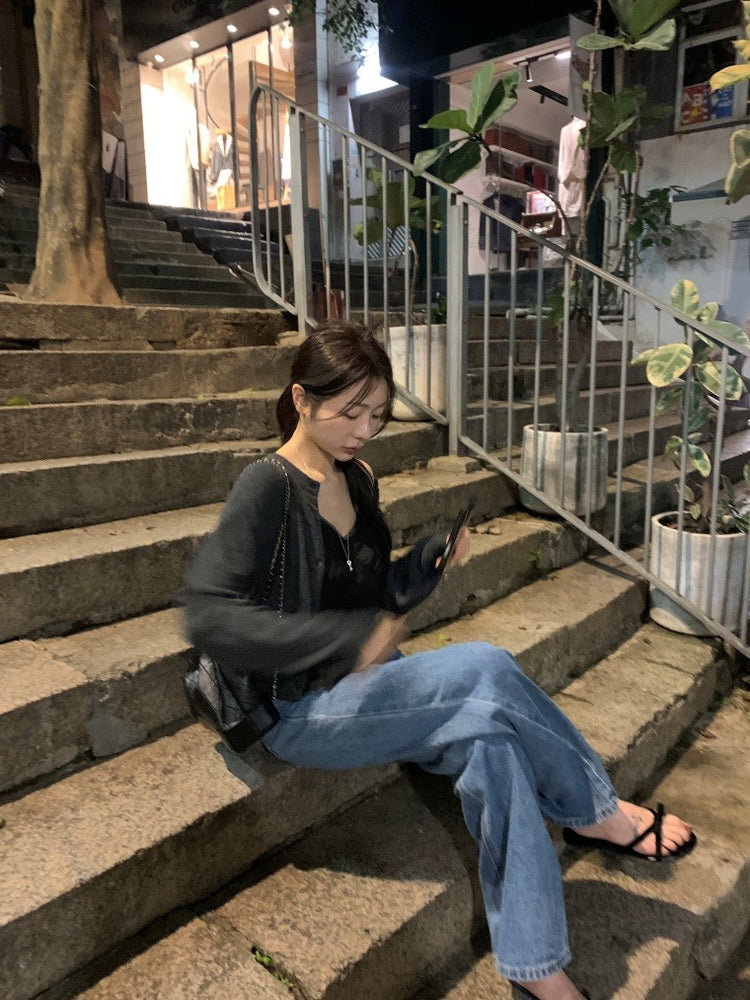 微透膚雙層細節上衣