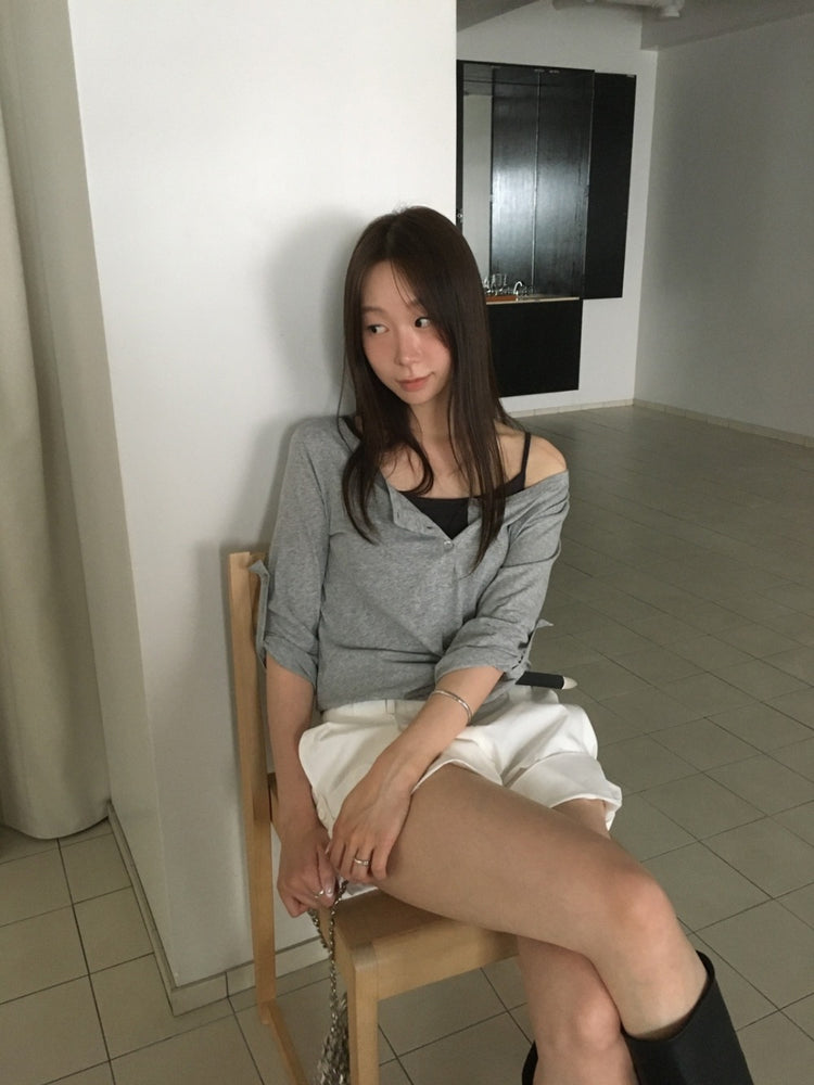 美色亨利領反折袖細節上衣