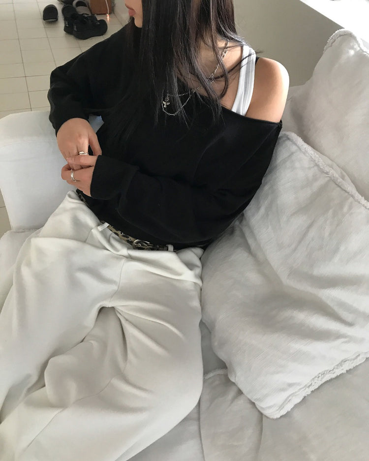 船領美肩細節針織上衣