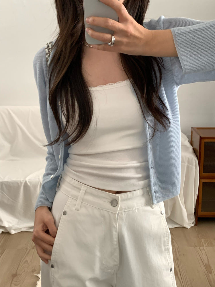 微透膚坑紋針織外套