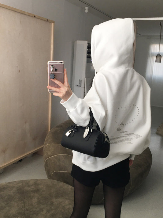 印花細節雙拉鏈連帽外套